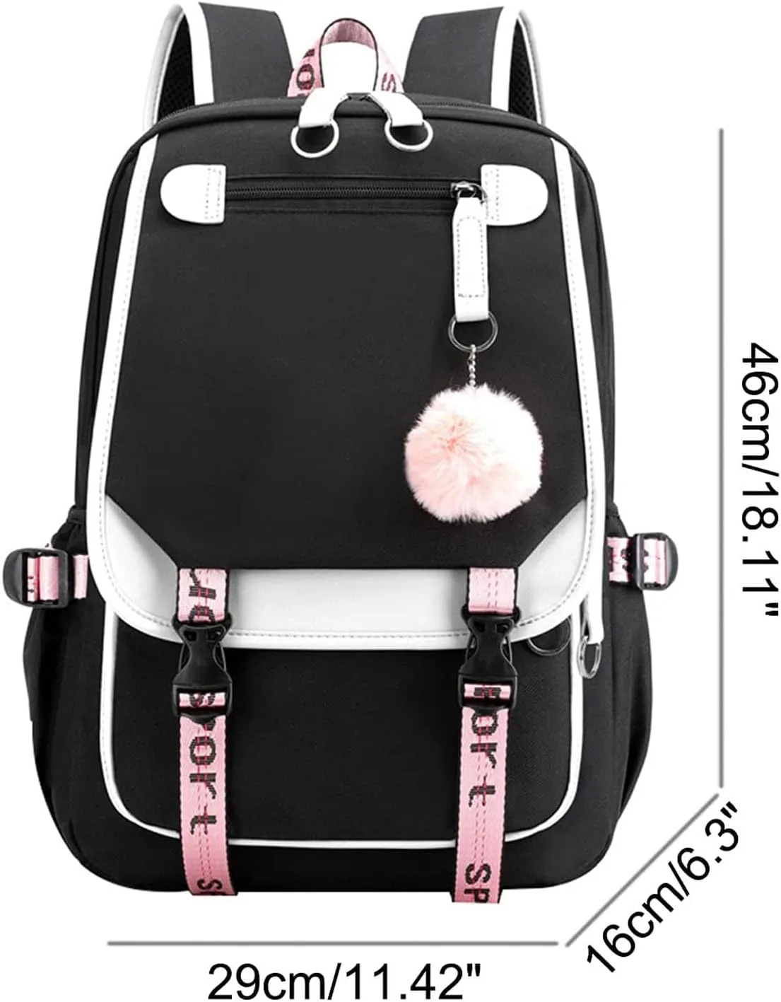 15.6 Inch Laptop Backpack for Men and Women Business Casual Travel Hiking Daypacks Fashion Waterproof Backpack (Black White)