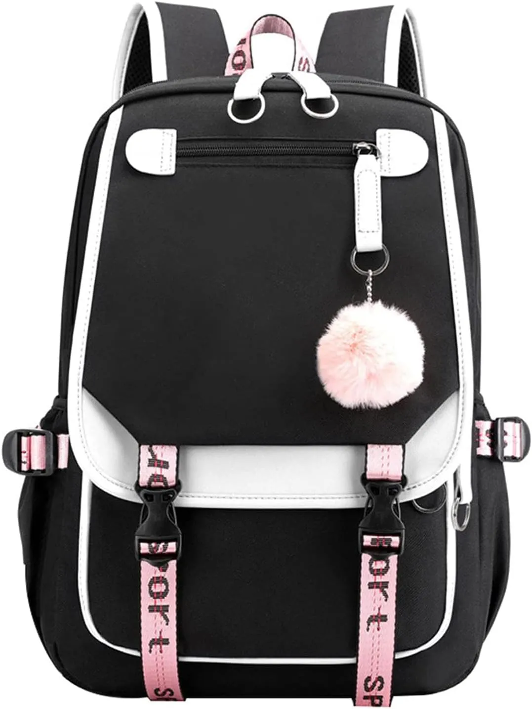 15.6 Inch Laptop Backpack for Men and Women Business Casual Travel Hiking Daypacks Fashion Waterproof Backpack (Black White)