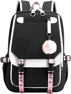 15.6 Inch Laptop Backpack for Men and Women Business Casual Travel Hiking Daypacks Fashion Waterproof Backpack (Black White)