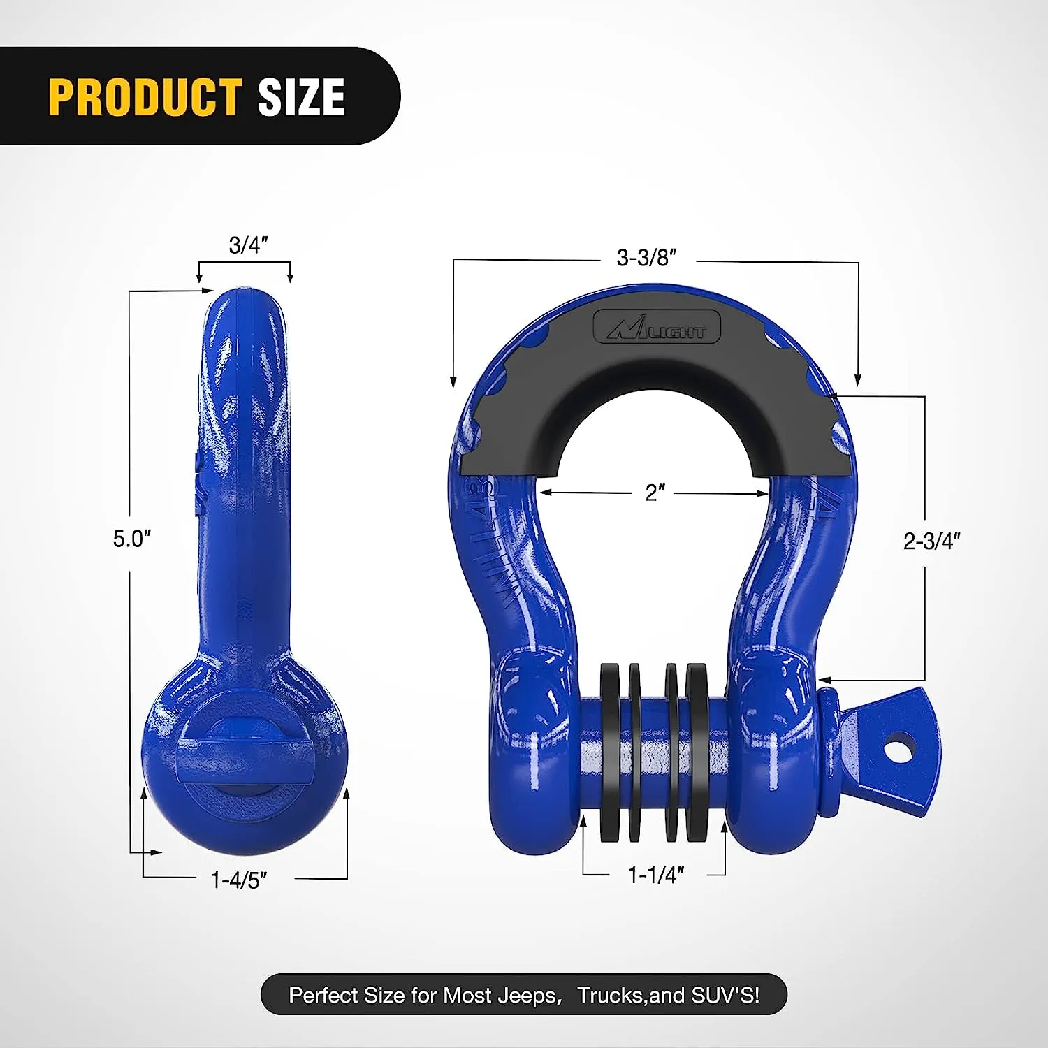 3/4 inch D-Ring Shackle Blue (Pair)