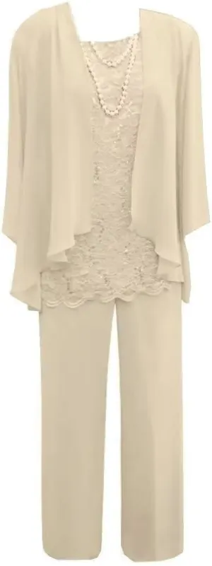 3pcs Mother of The Bride Dresses Pant Suits Long Sleeve Women's Pant Suits Dressy with Jacket