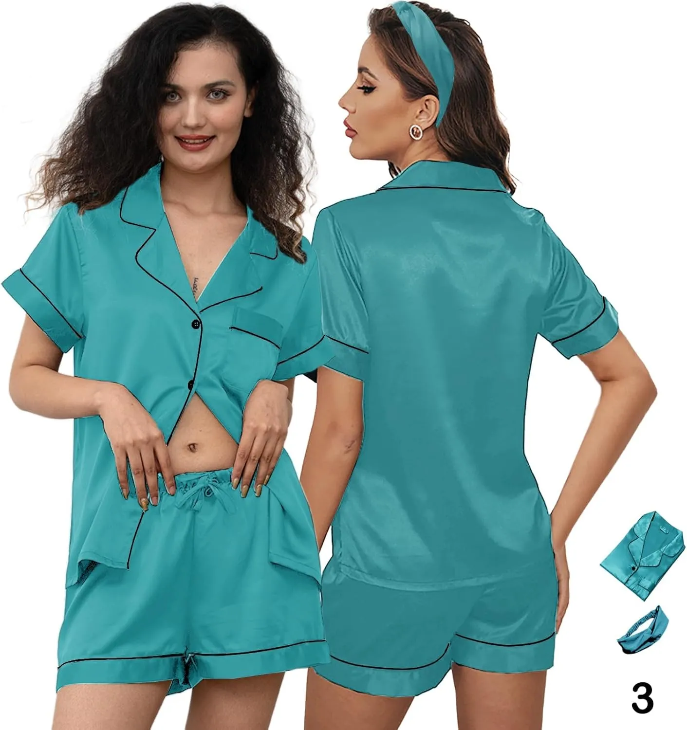 3Pcs Silk Pajamas XS-4XL Womens Satin Pajama Short Floral Sleepwear Bride Soft Pj Lounge Sets Pjs Shorts Set