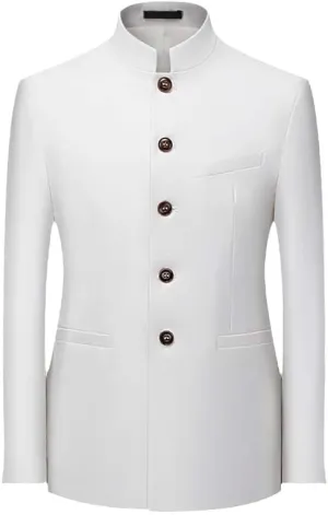 6 Colors Men Solid Color Stand Collar Suit Chinese Style Slim Fit Blazer Men Zhongshan Suit Jacket Chinese