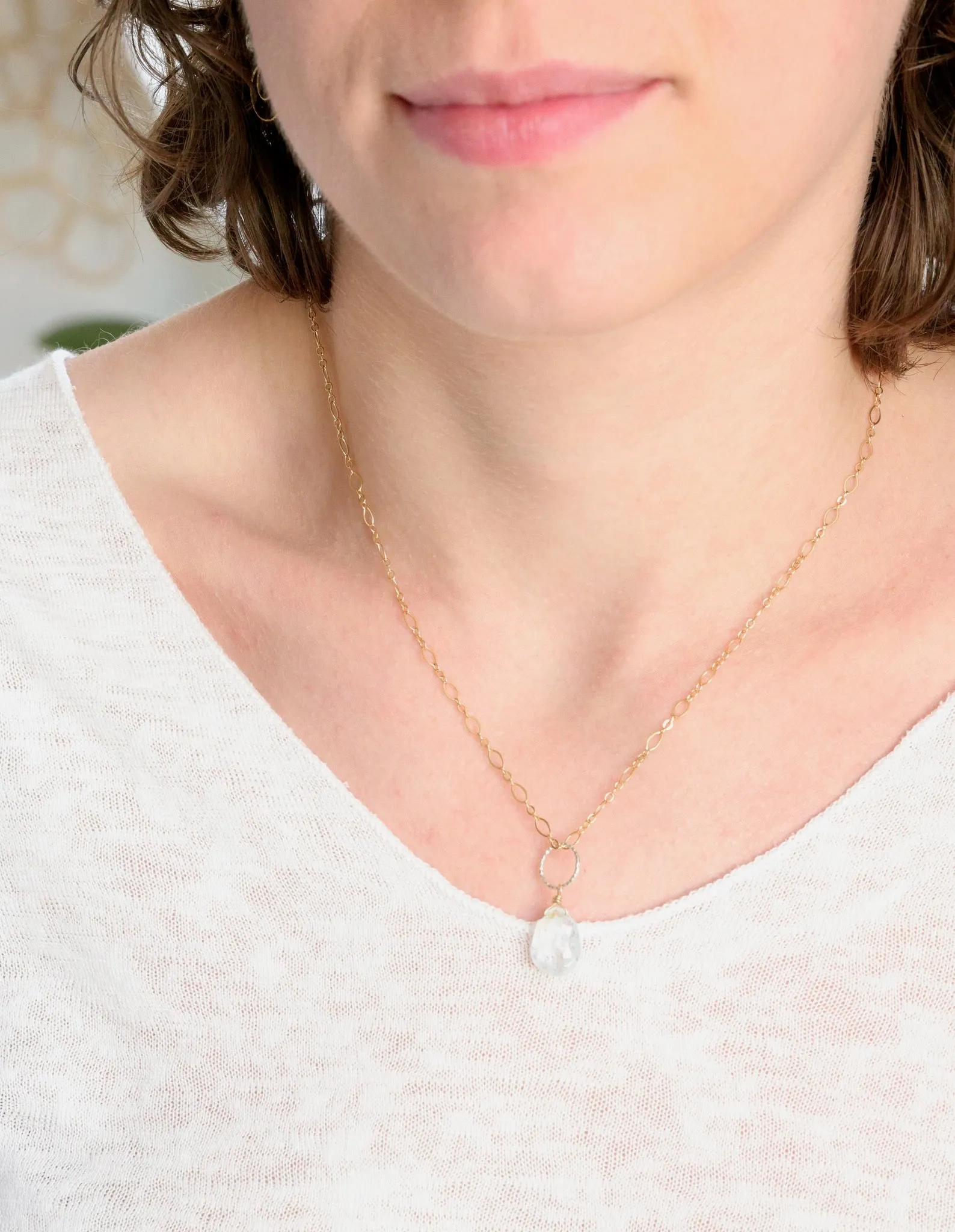AB Aquamarine Pendant Necklace on Gold Filled