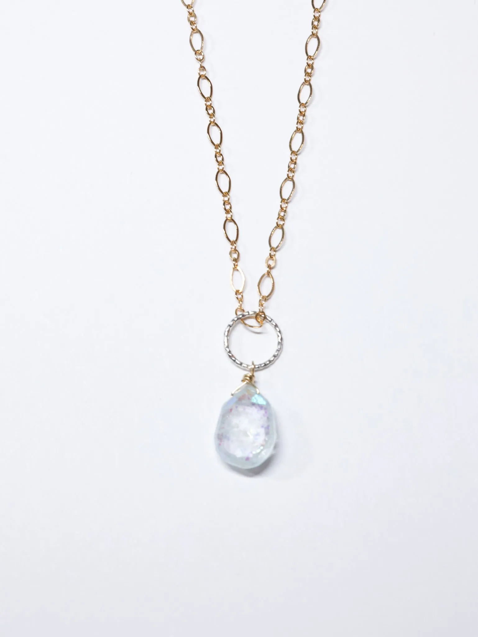 AB Aquamarine Pendant Necklace on Gold Filled