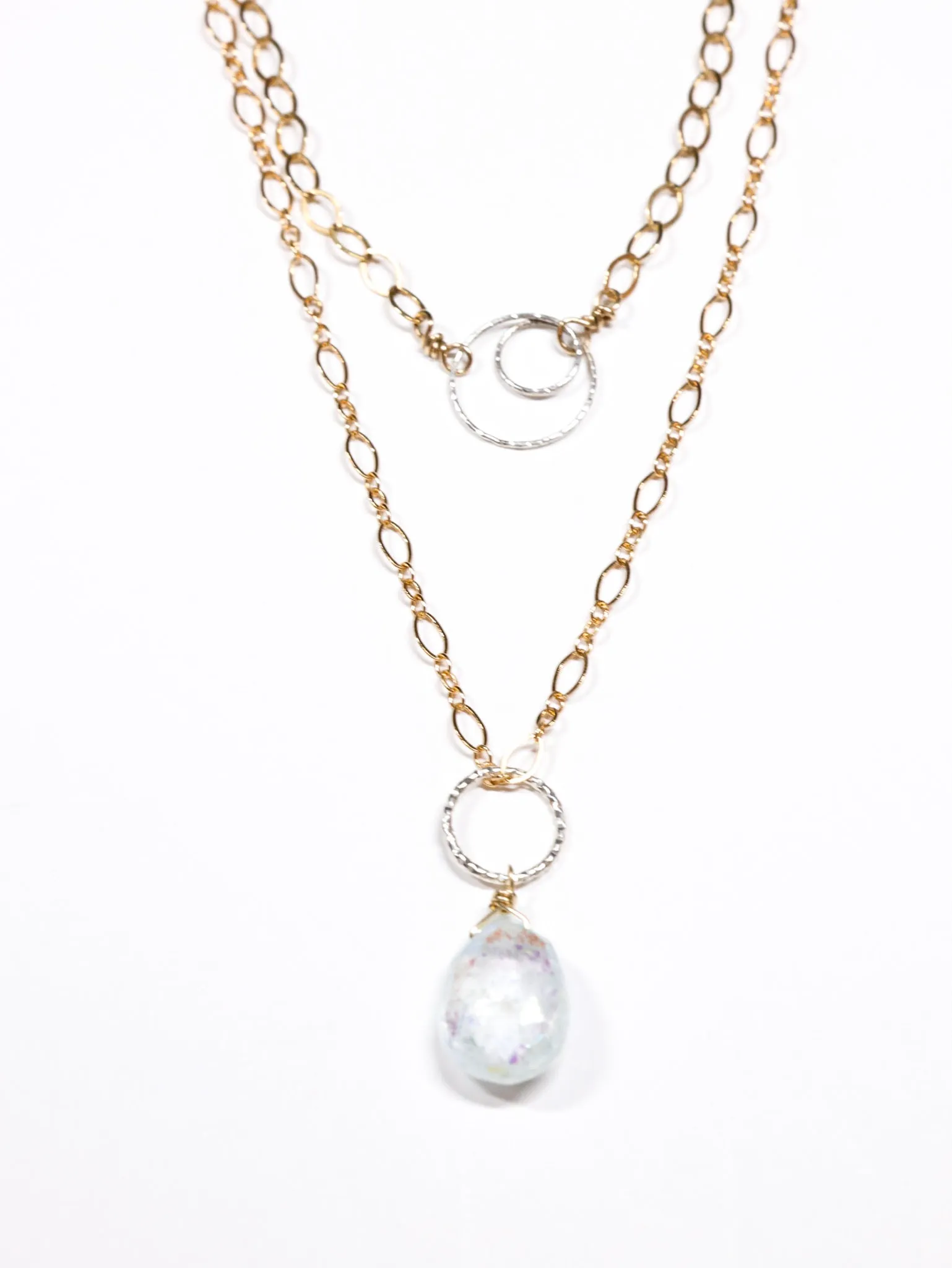 AB Aquamarine Pendant Necklace on Gold Filled