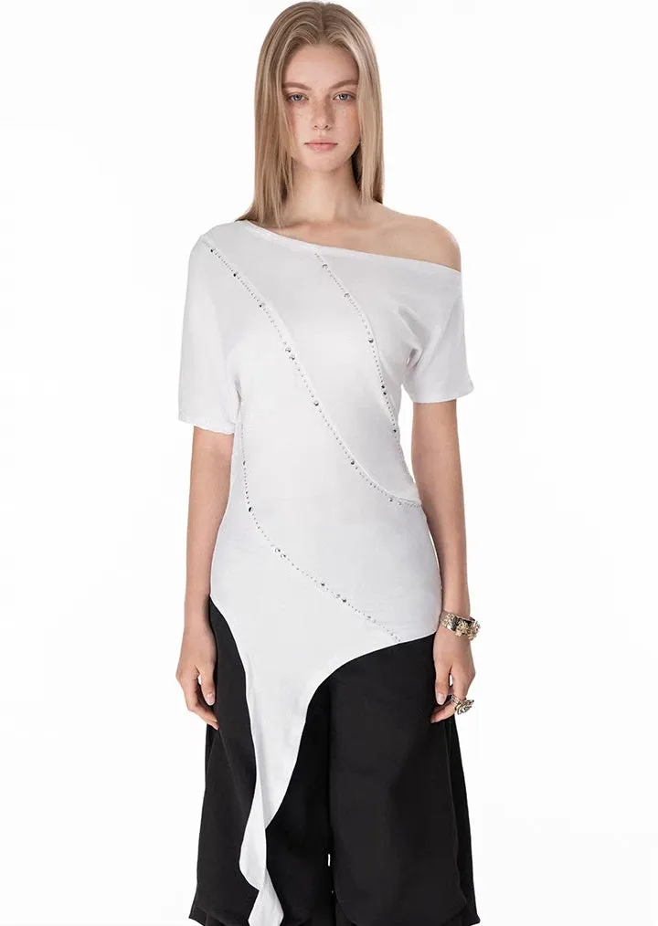 Asymmetric Off-Shoulder Drape Top