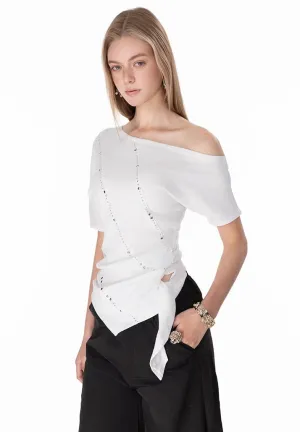 Asymmetric Off-Shoulder Drape Top
