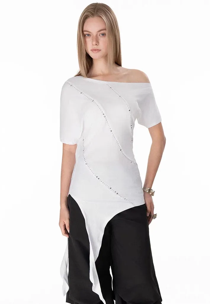 Asymmetric Off-Shoulder Drape Top