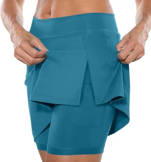 Athletic Skorts for Women Hight Waist Summer Workout Skirts Soft Side Split Tennis Yoga Skinny Shorts with Pockets