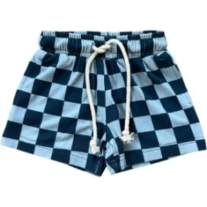 Baby Sprouts Boy's Everyday Shorts | Checker In Navy Stardew