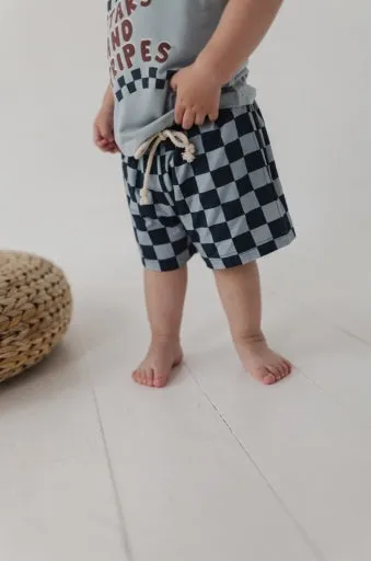 Baby Sprouts Boy's Everyday Shorts | Checker In Navy Stardew