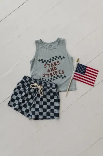 Baby Sprouts Boy's Everyday Shorts | Checker In Navy Stardew