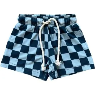 Baby Sprouts Boy's Everyday Shorts | Checker In Navy Stardew