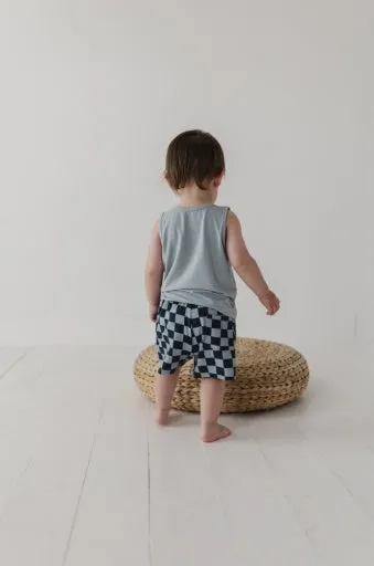 Baby Sprouts Boy's Everyday Shorts | Checker In Navy Stardew