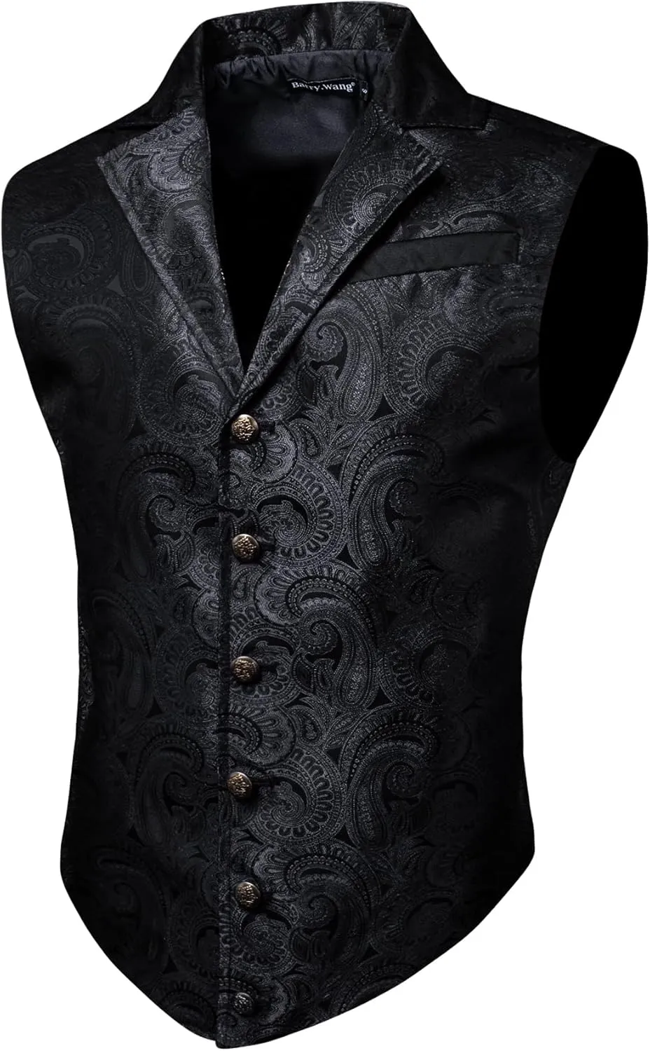 Barry.Wang Mens Victorian Suit Vest Lapel Collar Silk Paisley Steampunk Gothic Waistcoat Formal/Leisure Party