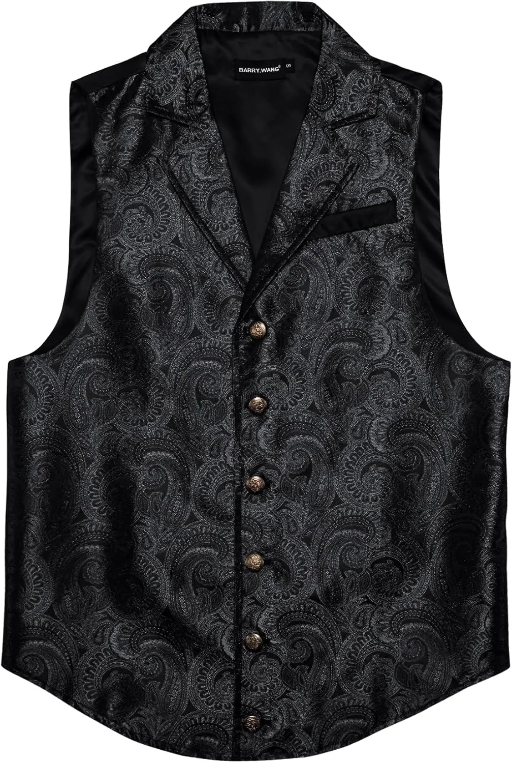 Barry.Wang Mens Victorian Suit Vest Lapel Collar Silk Paisley Steampunk Gothic Waistcoat Formal/Leisure Party