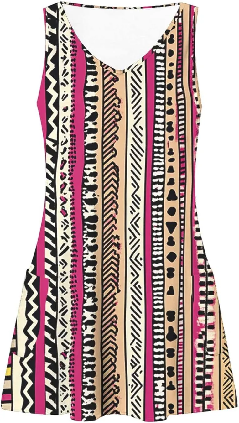 Beach Vacation Sundress for Women 2025 Summer Casual Dresses with Pockets Floral Print V Neck Loose Tank Dresses