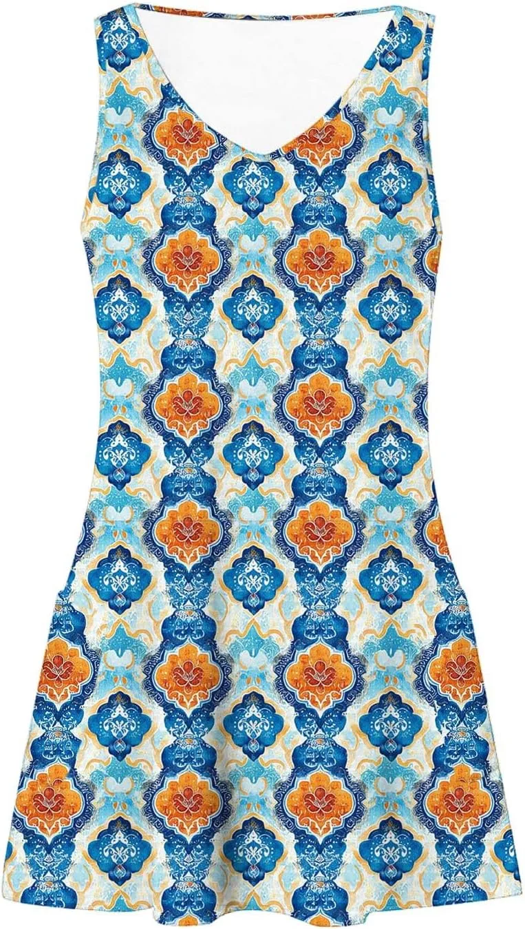 Beach Vacation Sundress for Women 2025 Summer Casual Dresses with Pockets Floral Print V Neck Loose Tank Dresses