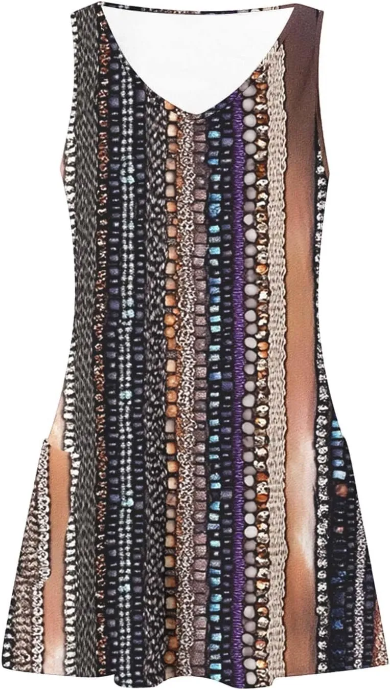 Beach Vacation Sundress for Women 2025 Summer Casual Dresses with Pockets Floral Print V Neck Loose Tank Dresses