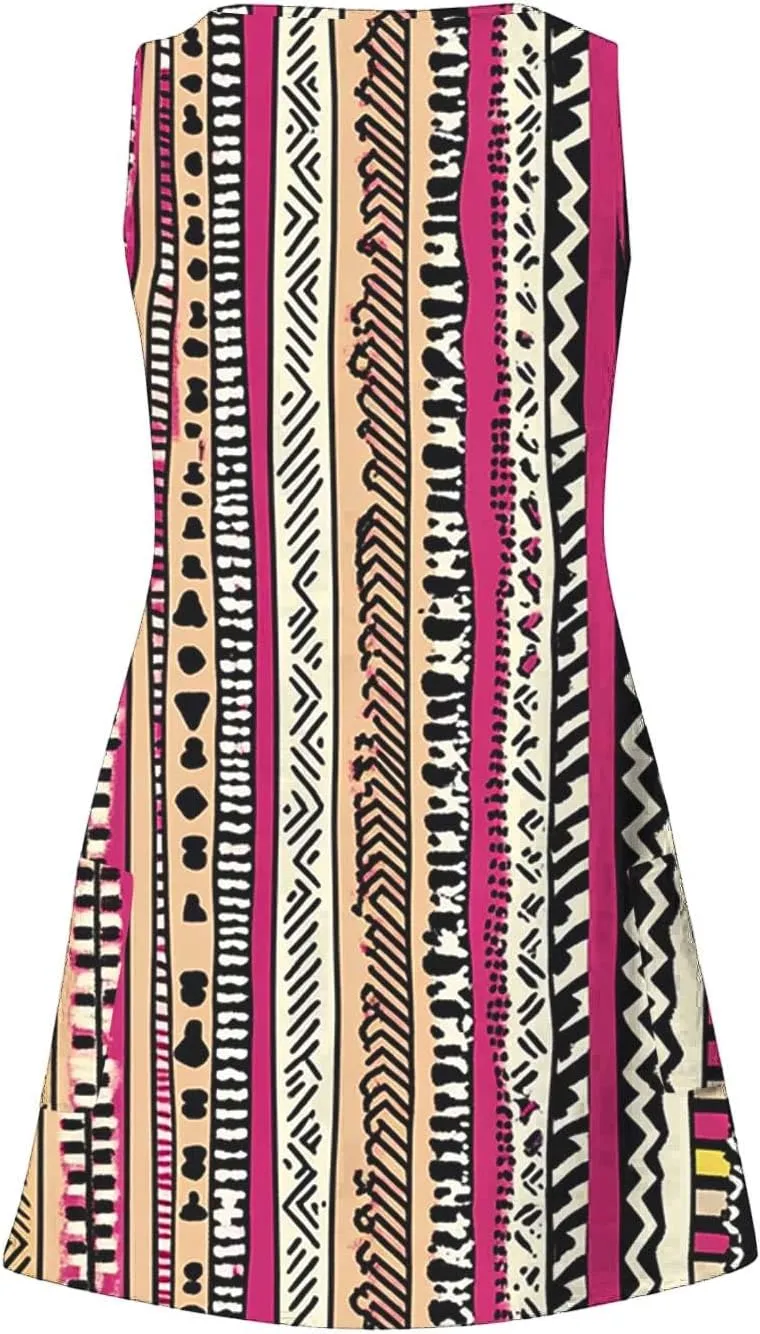 Beach Vacation Sundress for Women 2025 Summer Casual Dresses with Pockets Floral Print V Neck Loose Tank Dresses