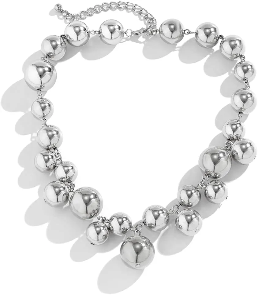 Bead Necklaces for Women Boho Pearl Necklaces Beaded Choker Chunky Necklaces for Women Bride Wedding Party Jewelry Gifts