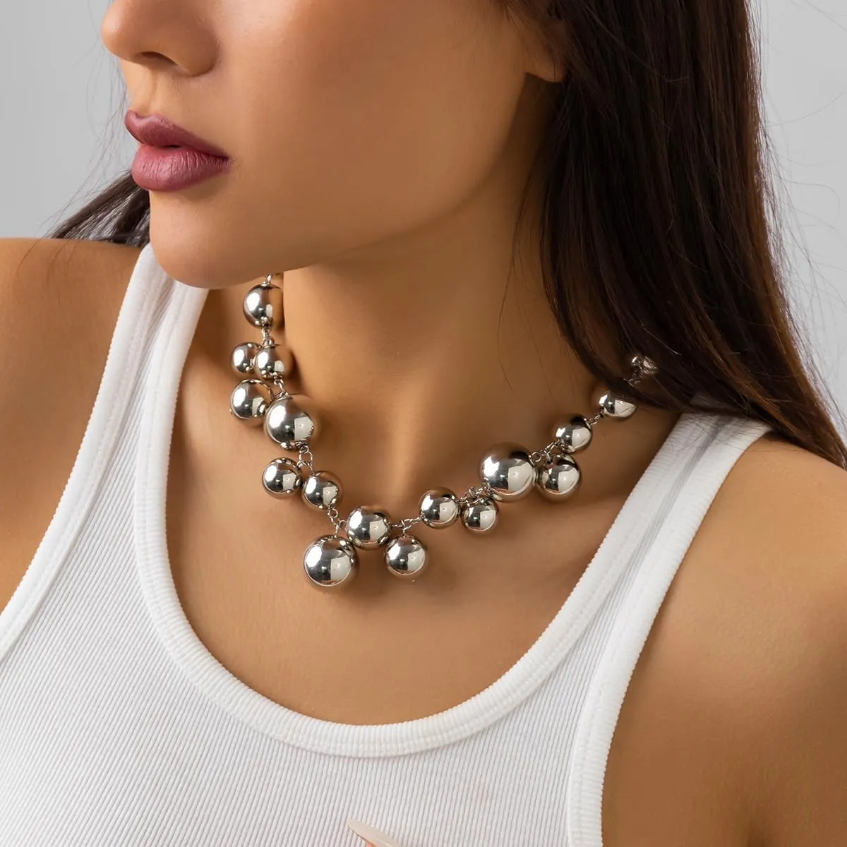 Bead Necklaces for Women Boho Pearl Necklaces Beaded Choker Chunky Necklaces for Women Bride Wedding Party Jewelry Gifts