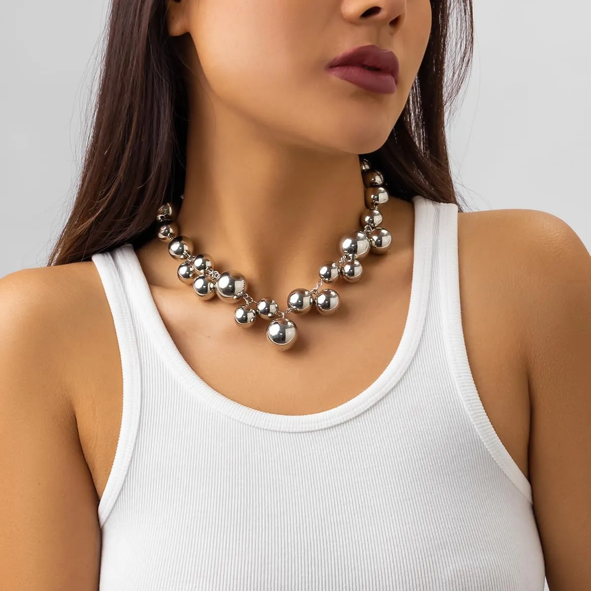 Bead Necklaces for Women Boho Pearl Necklaces Beaded Choker Chunky Necklaces for Women Bride Wedding Party Jewelry Gifts