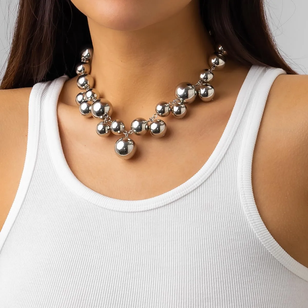 Bead Necklaces for Women Boho Pearl Necklaces Beaded Choker Chunky Necklaces for Women Bride Wedding Party Jewelry Gifts