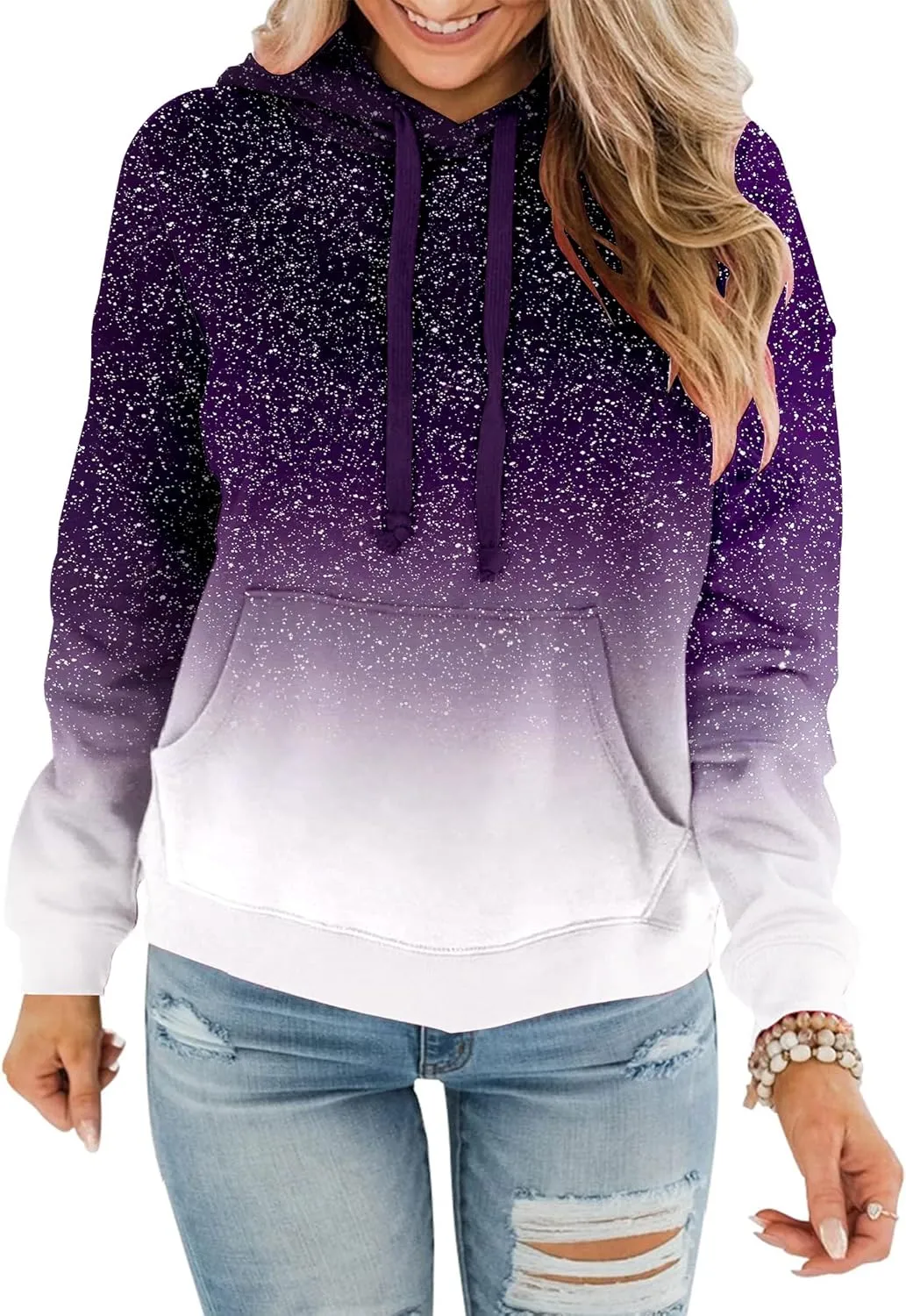 BeadChica Womens Casual Hoodies Crew Neck Long Sleeve Sweatshirts With Pocket Lightweight Pullover Tops