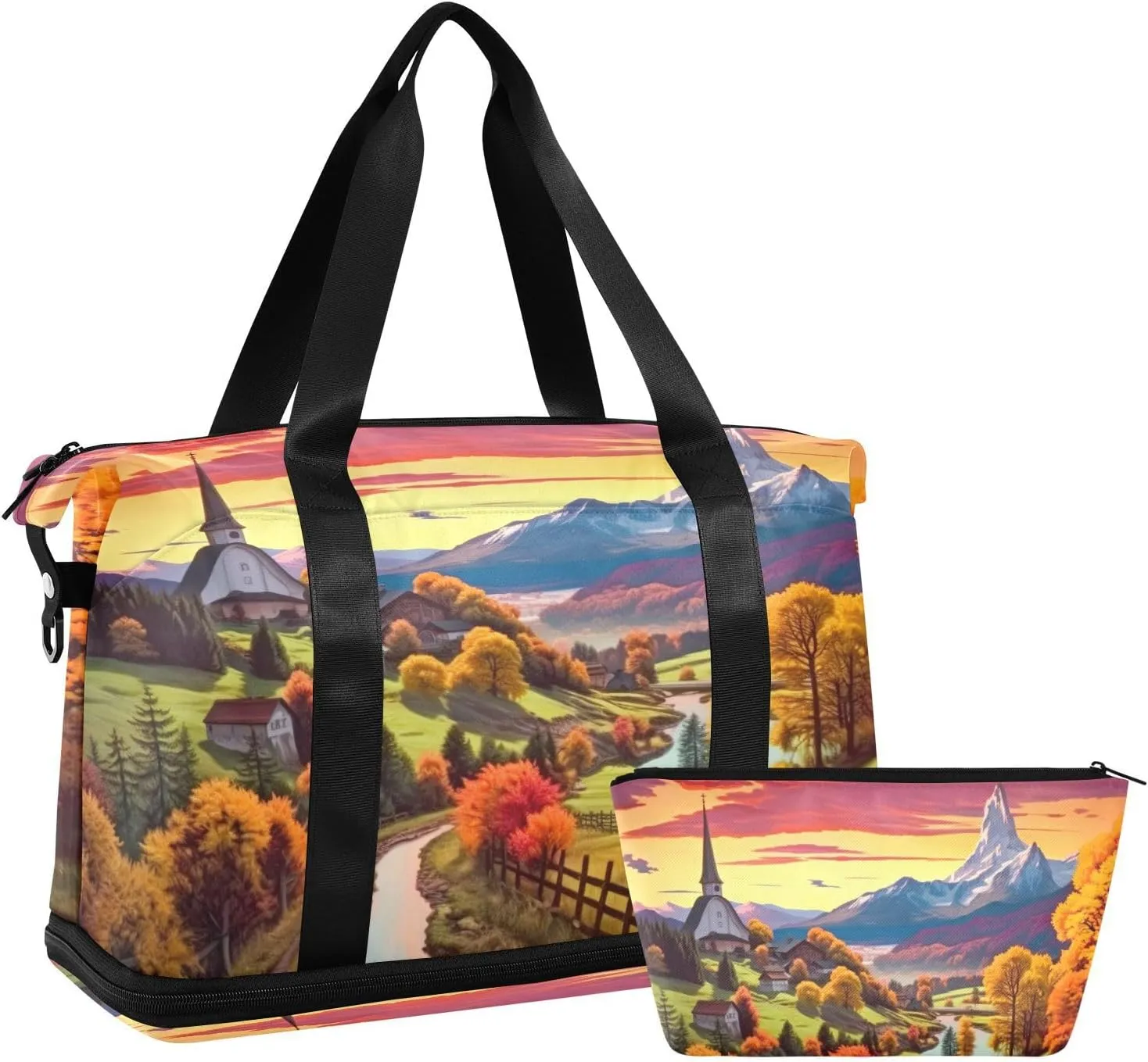 Beautiful Path Sports Gym Bag with Waterproof Dry Wet Pocket, Travel Duffel Bag for Women MenWorkout Bag Fits Yoga, Swimming