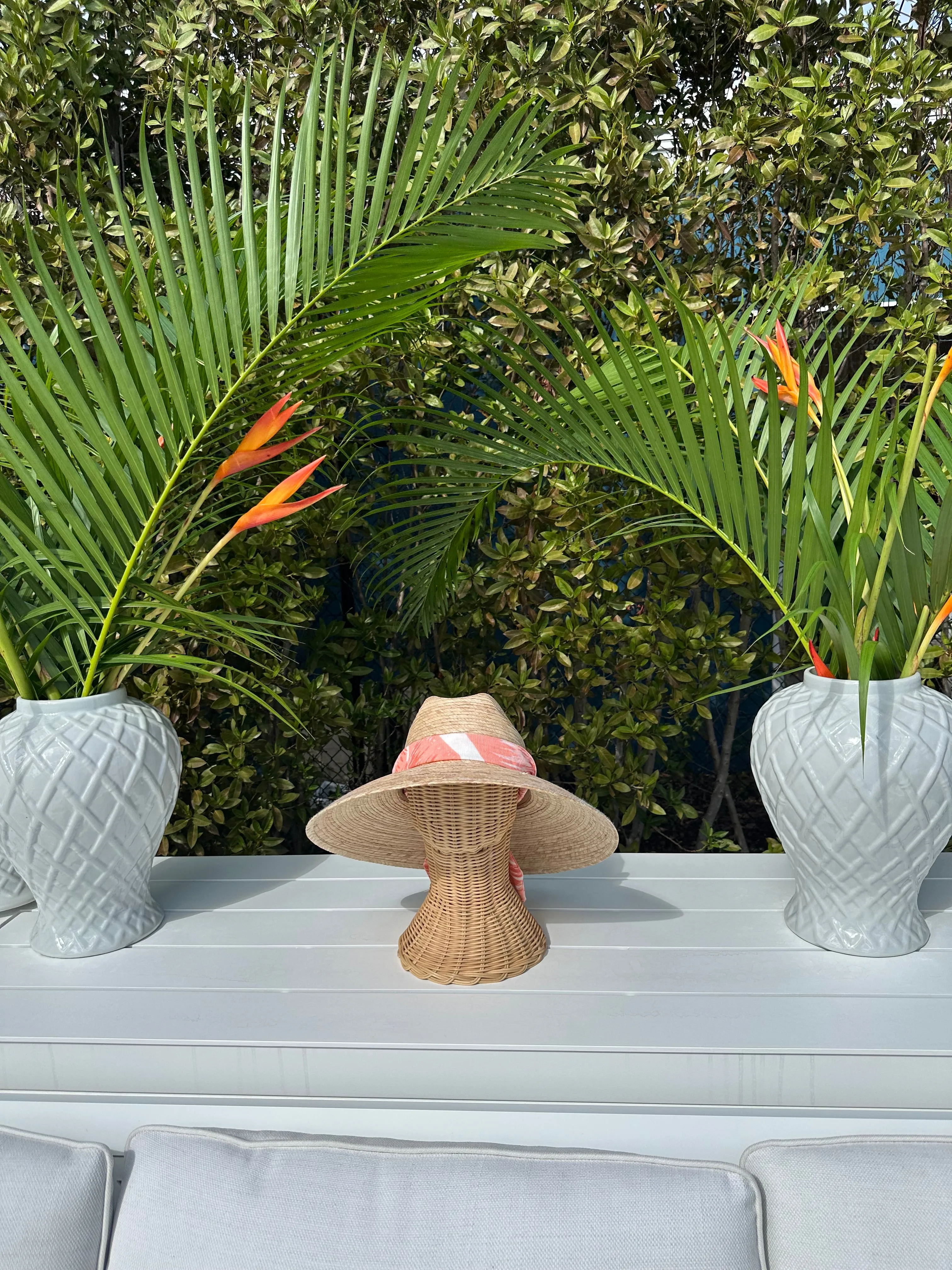 Begonia Sun Hat - Meg Braff Designs "Beverly Hills" Fabric Ribbon - Hibiscus Pink