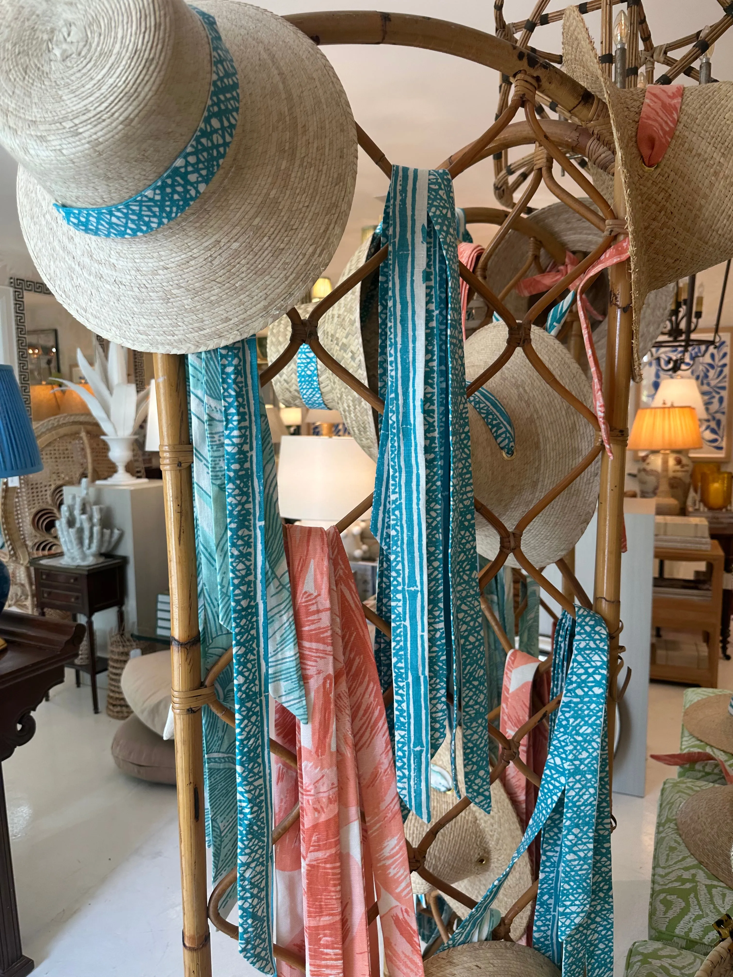 Begonia Sun Hat - Meg Braff Designs "Beverly Hills" Fabric Ribbon - Hibiscus Pink