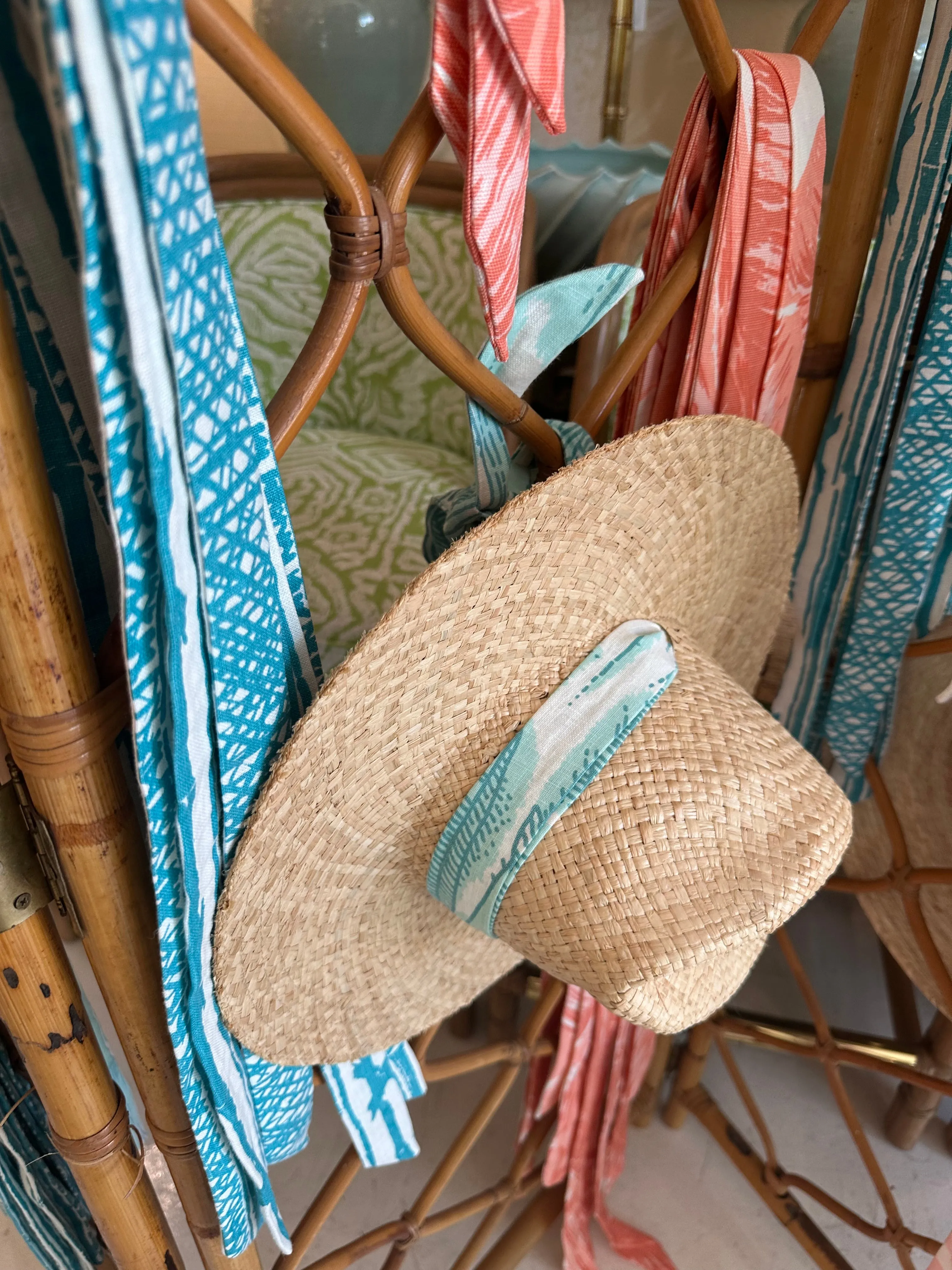 Begonia Sun Hat - Meg Braff Designs "Beverly Hills" Fabric Ribbon - Hibiscus Pink