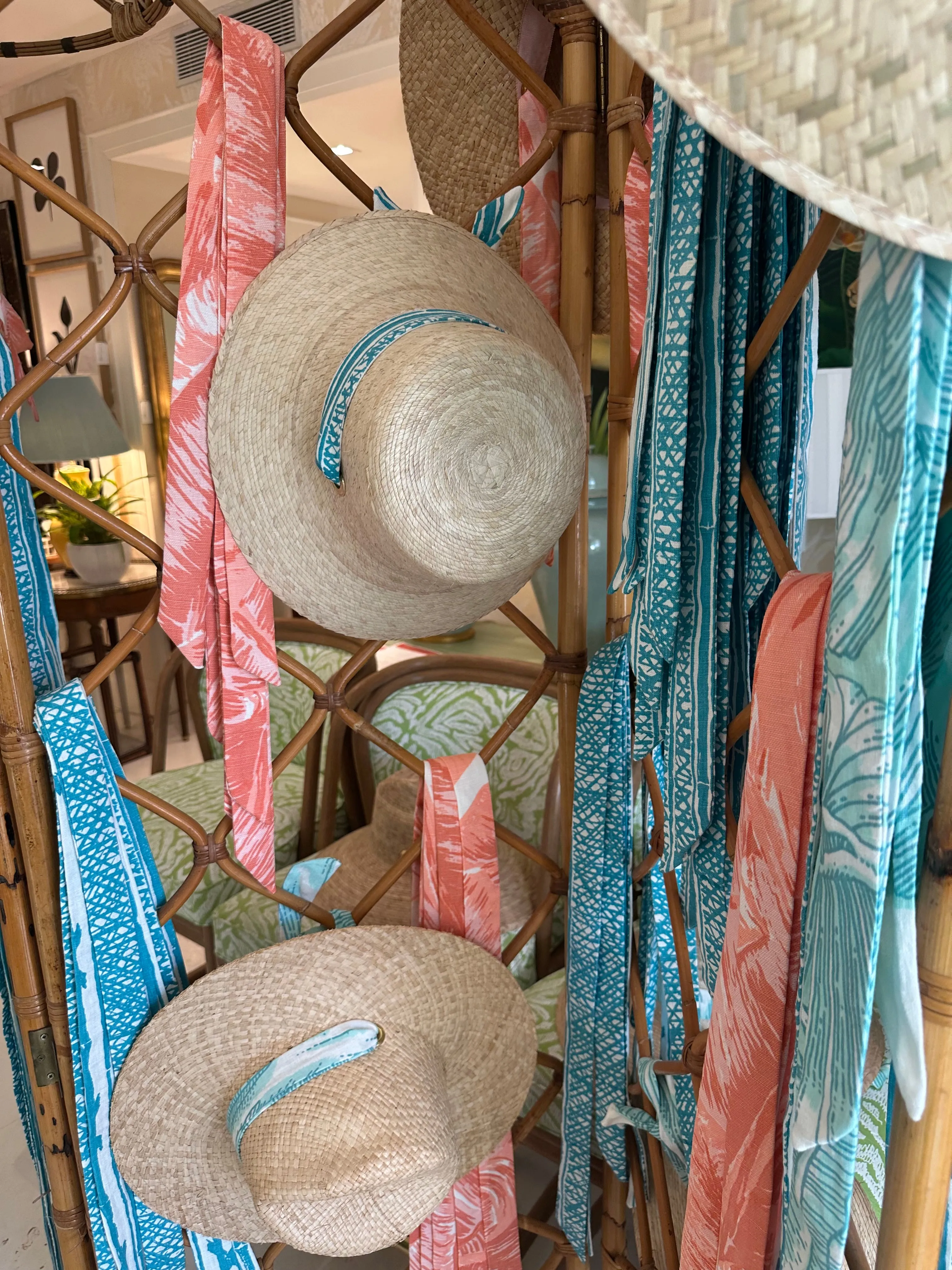Begonia Sun Hat - Meg Braff Designs "Beverly Hills" Fabric Ribbon - Hibiscus Pink