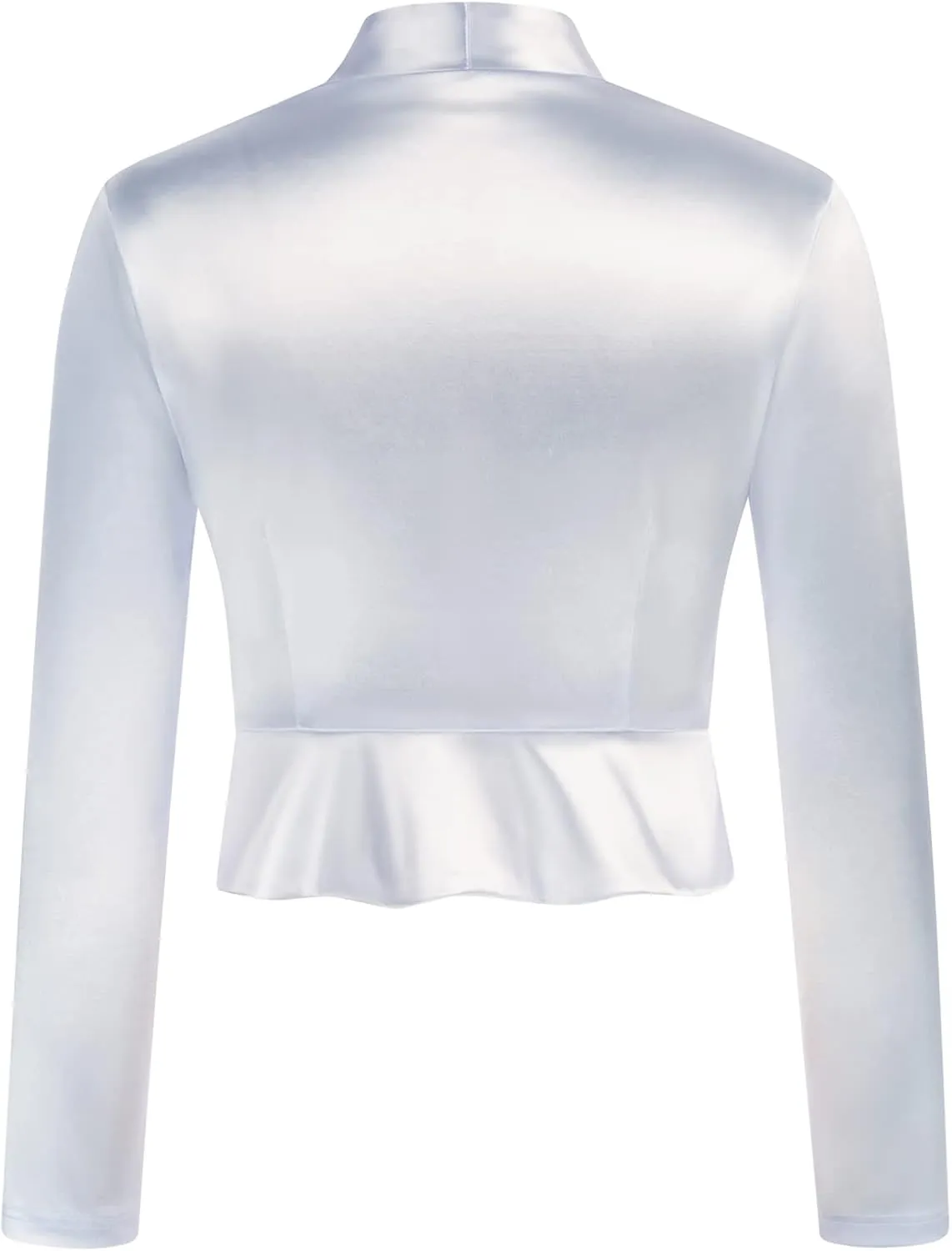 Belle Poque Women's Vintage Cropped Shrug Open Front Long Sleeve Ruffled Bolero Cardigan for Dress S-2XL