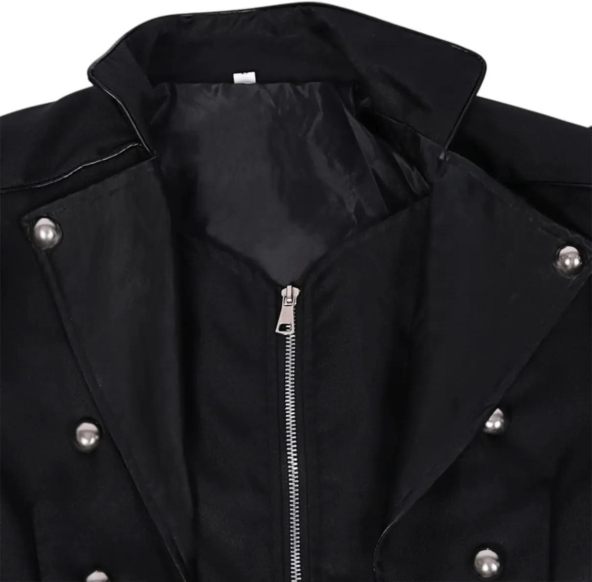 BITSEACOCO Mens Steampunk Tailcoat Costume, Medieval Gothic Long Trench Coat Victorian Double Breasted Zipper Punk Jacket