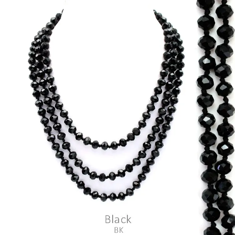 Black Crystal Long 60 Layering Necklace