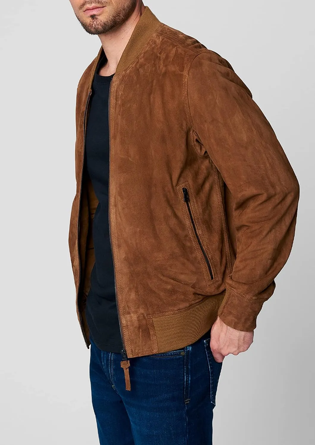 [BLANKNYC] mens Quick Action Suede Bomber