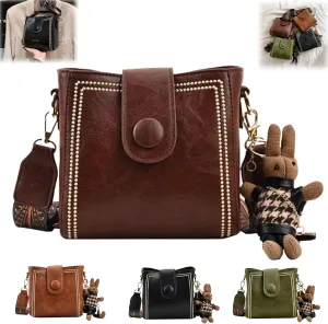 Bootara Bucket Bag, Bootara Women's Vintage Bunny Charm Bucket Bag, with Adjustable Wide Shoulder Strap Fashion Bucket Bags