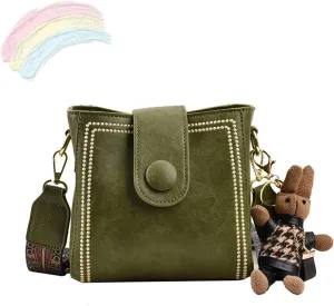 Bootara Bucket Bag, Bunny Charm Vintage Crossbody Bag with Adjustable Wider Shoulder Strap, Shoulder/Crossbody Bucket Bag