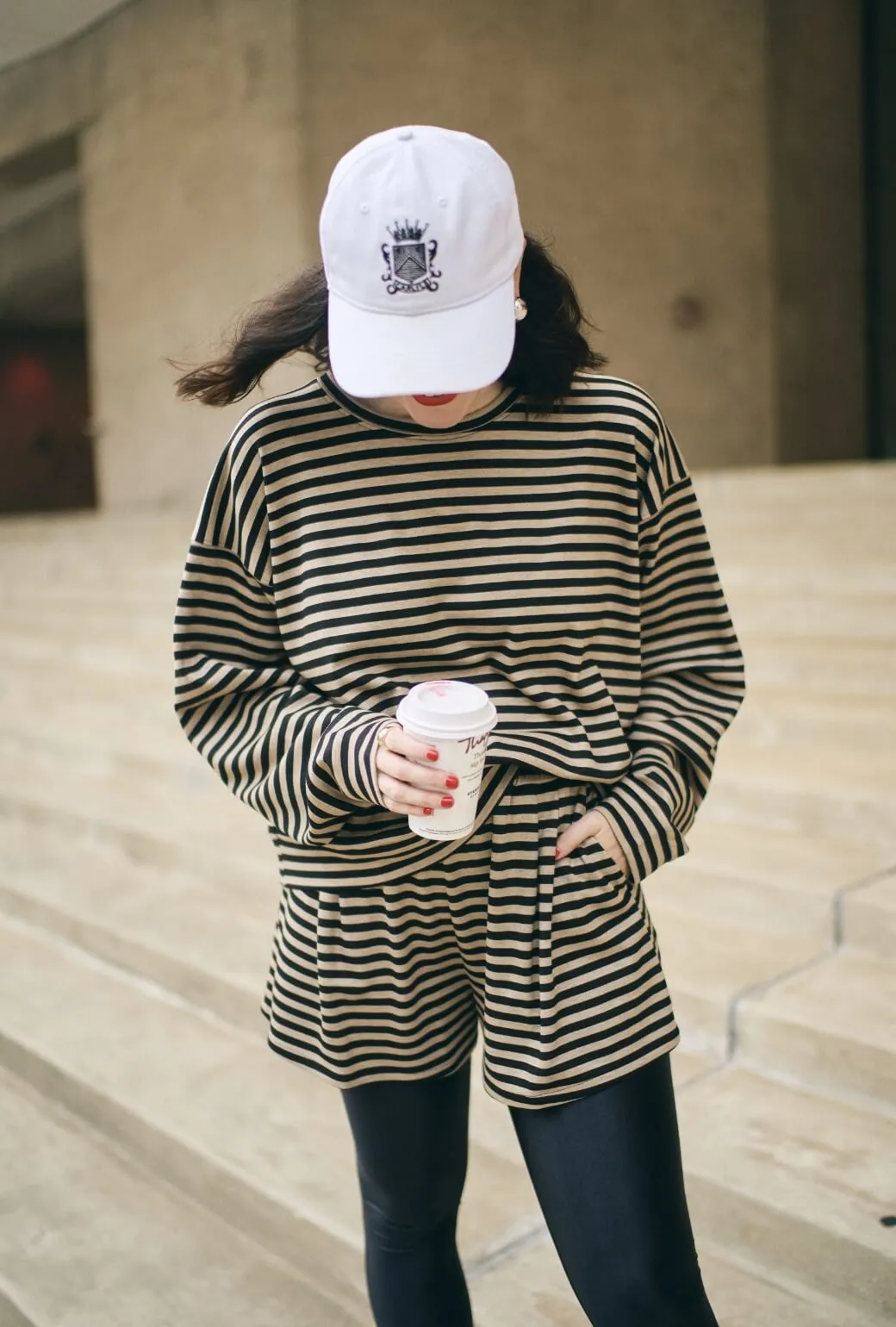 Buru x Val Everyday Shorts - Taupe & Black Knit