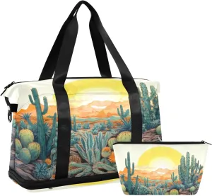Cactus1 Sports Gym Bag with Waterproof Dry Wet Pocket, Travel Duffel Bag for Women MenWorkout Bag Fits Yoga, Swimming