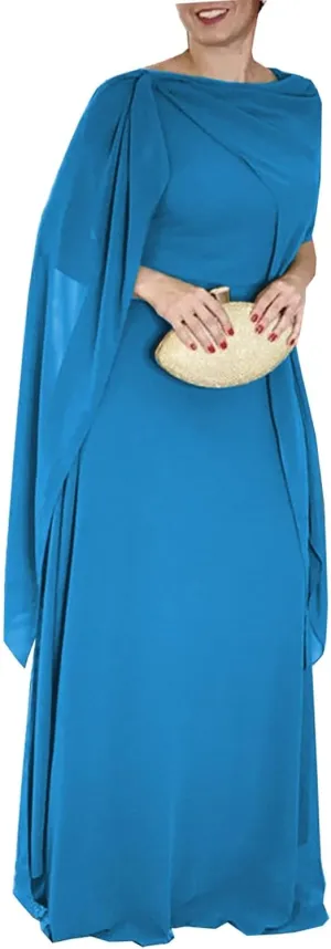 Chiffon Mother of The Bride Dresses for Wedding Plus Size Wedding Dress with Shawl Long Formal Evening Party Dress