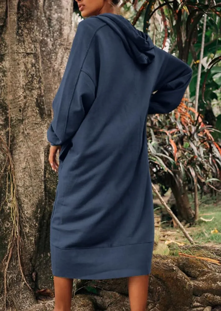 chouyatou Women's Casual Hooded Sweatshirt Dress Loose Oversized Long Sleeve Hoodie Tunic Dress with Pockets