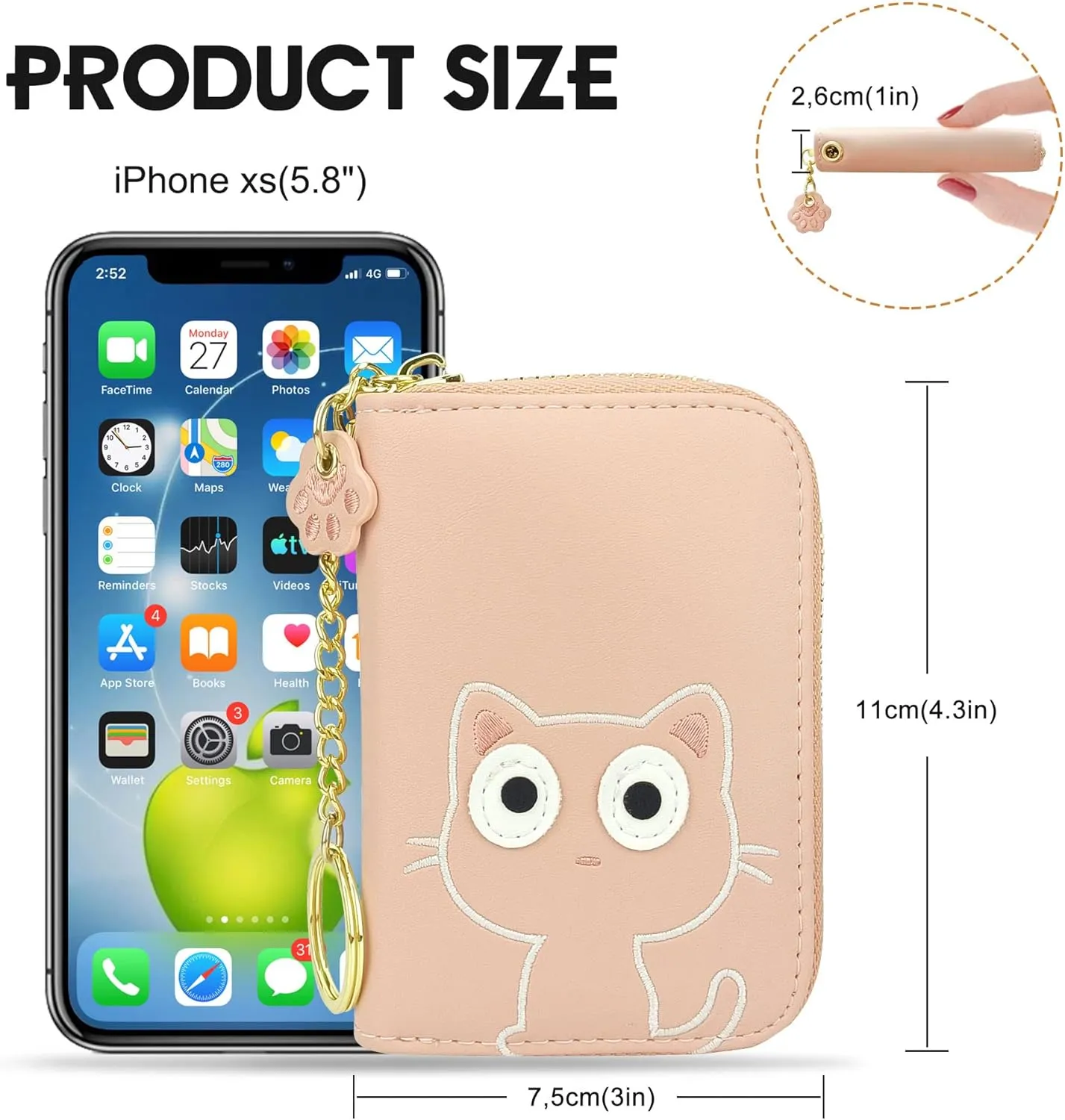 CONISY Cute Credit Card Holder for Women, RFID Leather Small Card Holder Wallet - Smiley
