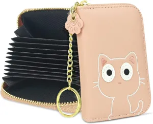 CONISY Cute Credit Card Holder for Women, RFID Leather Small Card Holder Wallet - Smiley