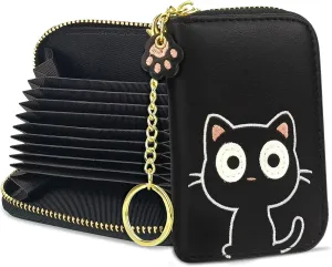 CONISY Cute Credit Card Holder for Women, RFID Leather Small Card Holder Wallet - Smiley