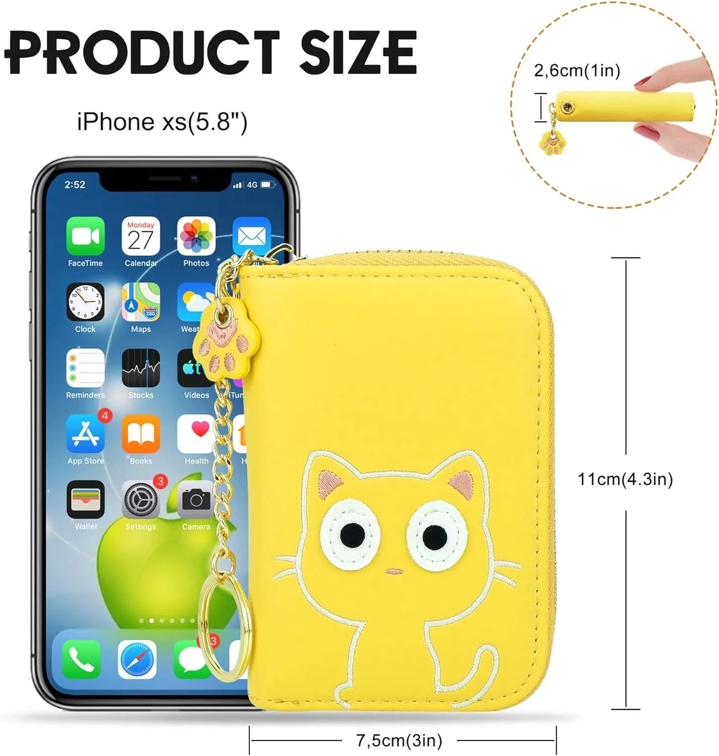 CONISY Cute Credit Card Holder for Women, RFID Leather Small Card Holder Wallet - Smiley