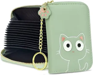 CONISY Cute Credit Card Holder for Women, RFID Leather Small Card Holder Wallet - Smiley